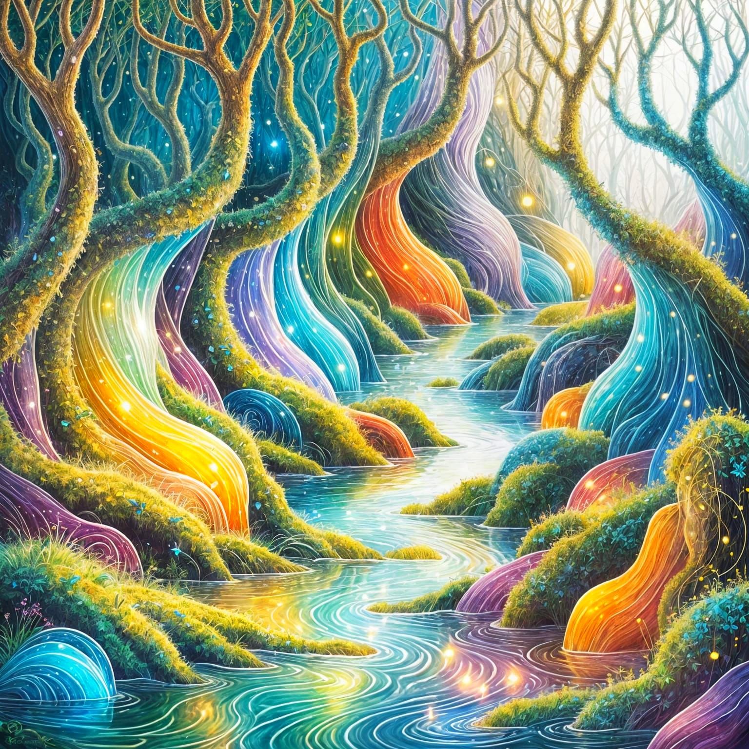 Enchanted Forest of Swirling Sea Glass Trees