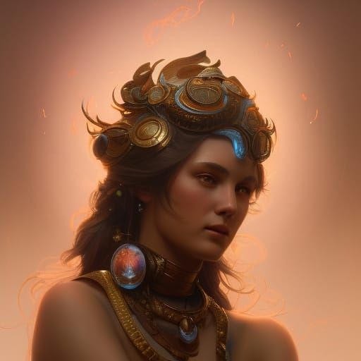 Goddess of Beauty Portrait in Art Nouveau Style