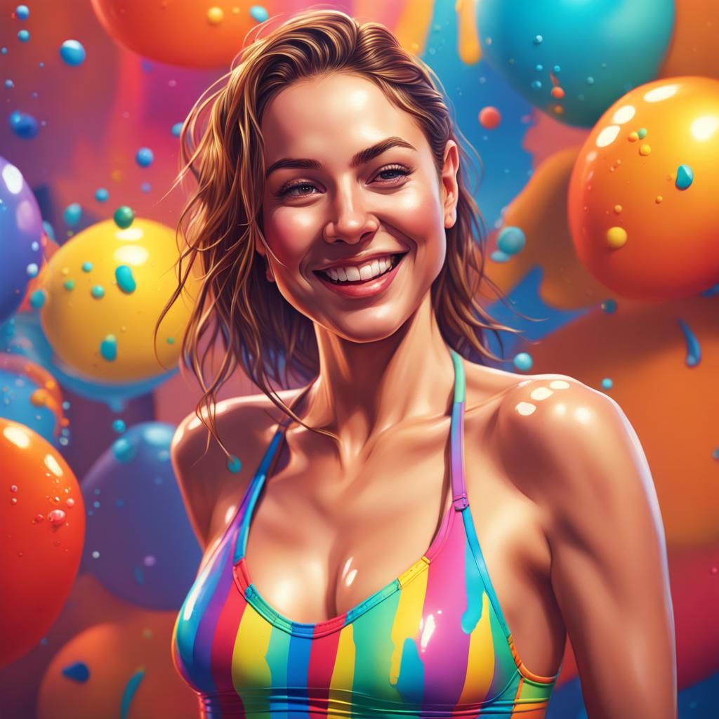 Hyperrealistic Swimsuit Party Splash Art