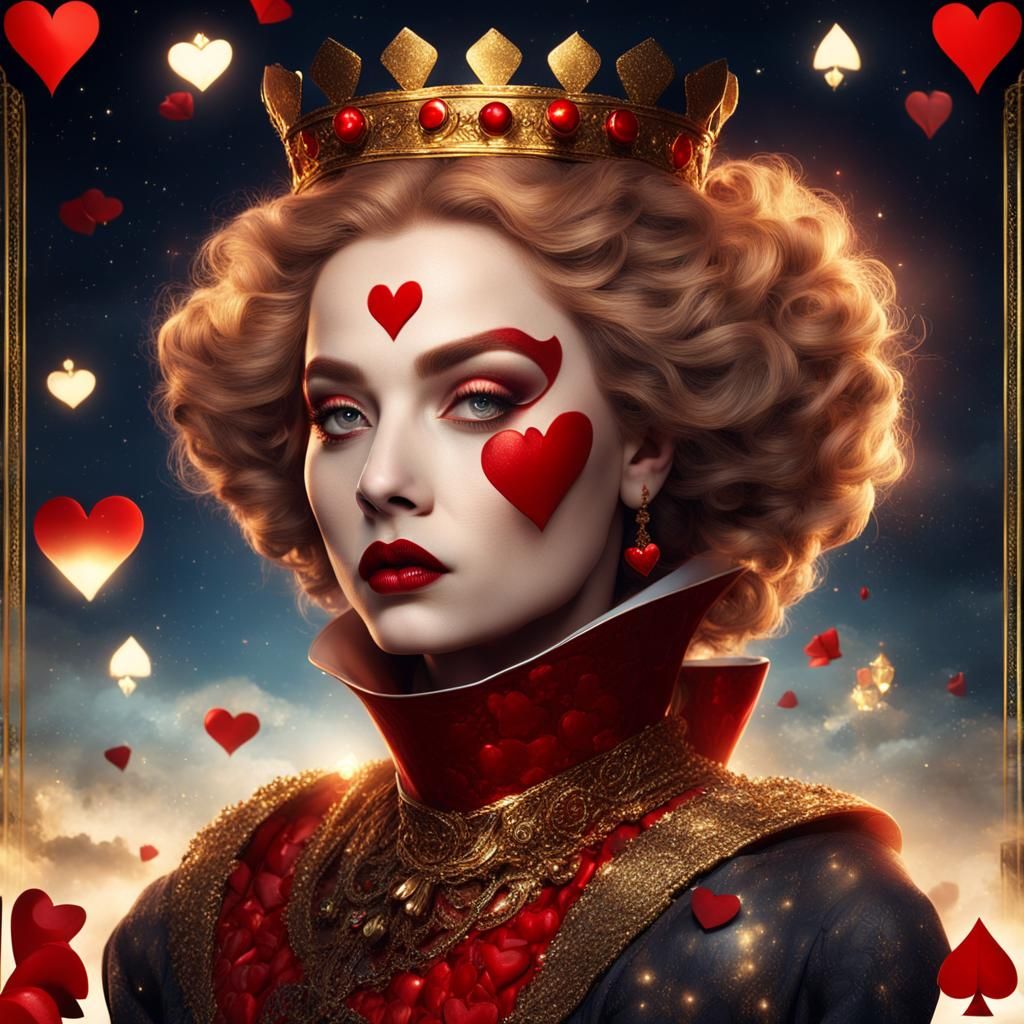 Elegant Queen of Hearts Portrait in Moonlight