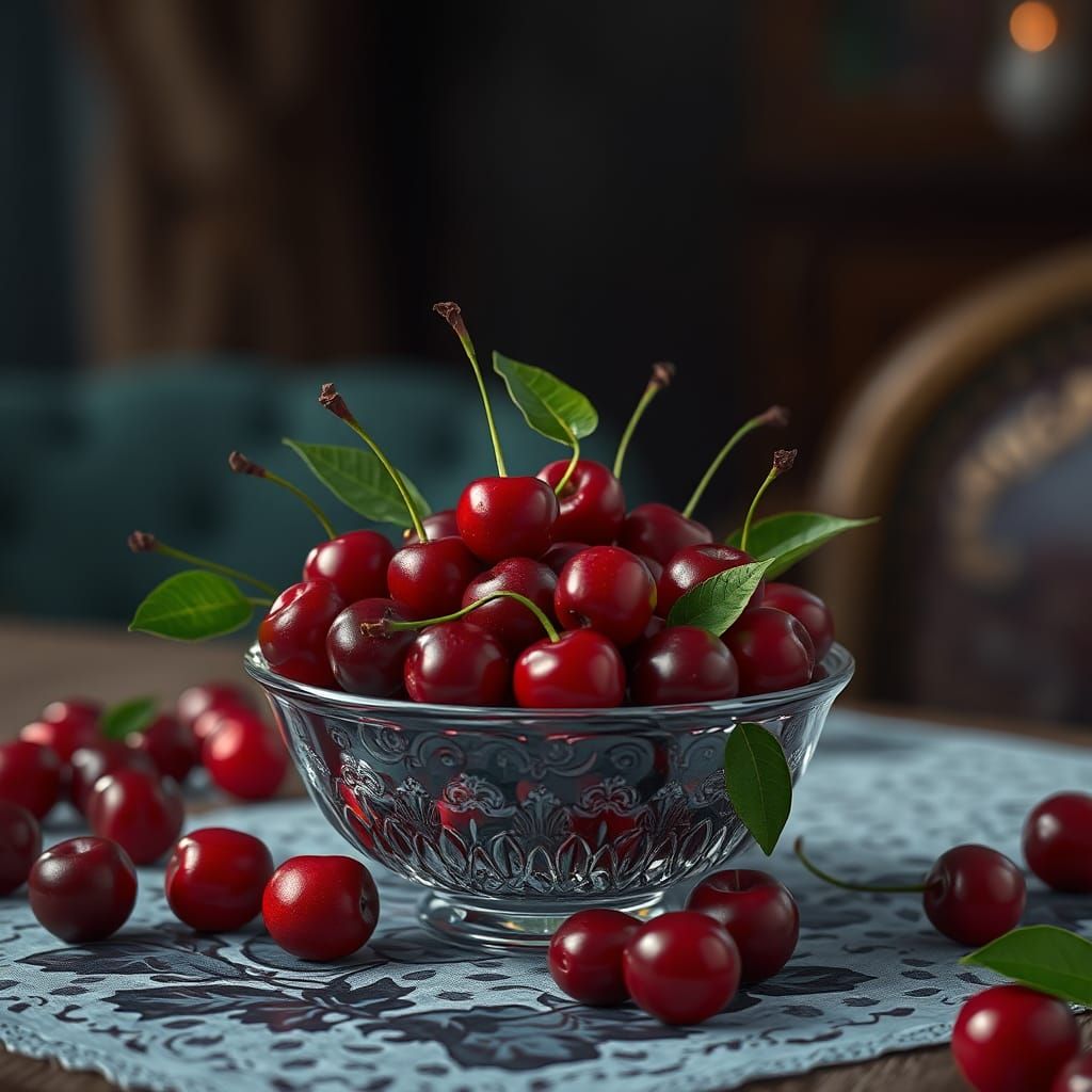 Bowl of Cherries: Detailed Matte Painting