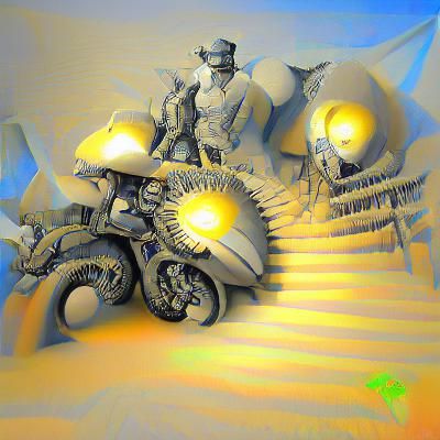 Steampunk Scene with Volumetric Lighting in 8K 3D