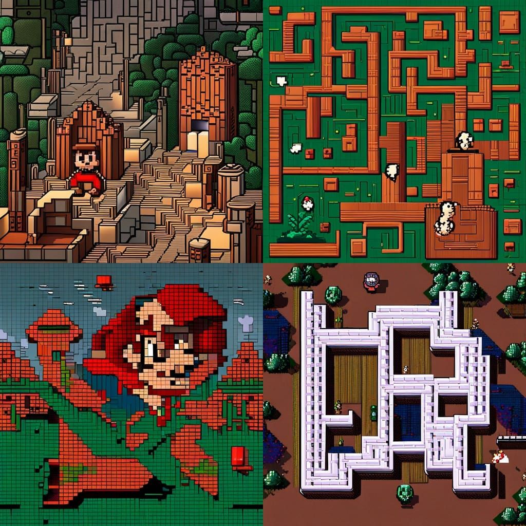 Super Mario Maze in 16-bit Pixel Art