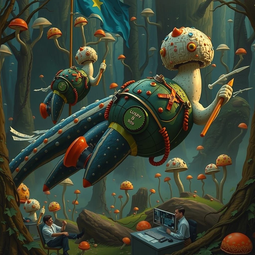 Surreal Office Landscapes Inspired by Whimsical Mushroom The...