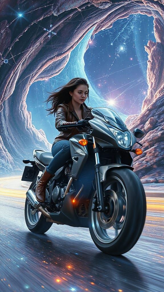 Motorcycle Rider in Fractal Fantasy Realm