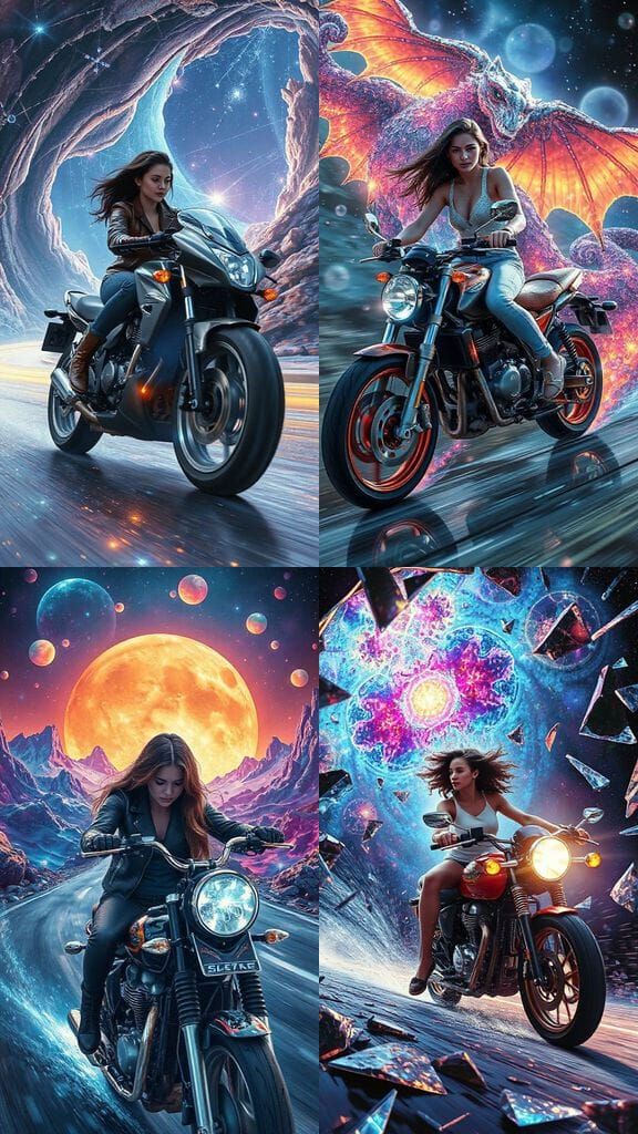 Fractal Motorcycle Rider: Surreal Digital Art