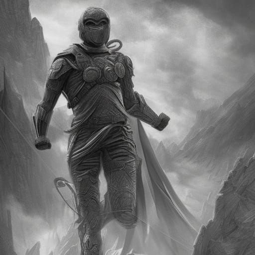 Epic Pencil Sketch of a Superhero