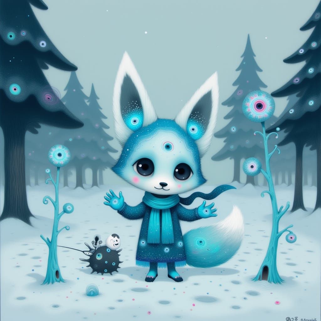 Icy Snow Fox Kit Builds a Treehouse