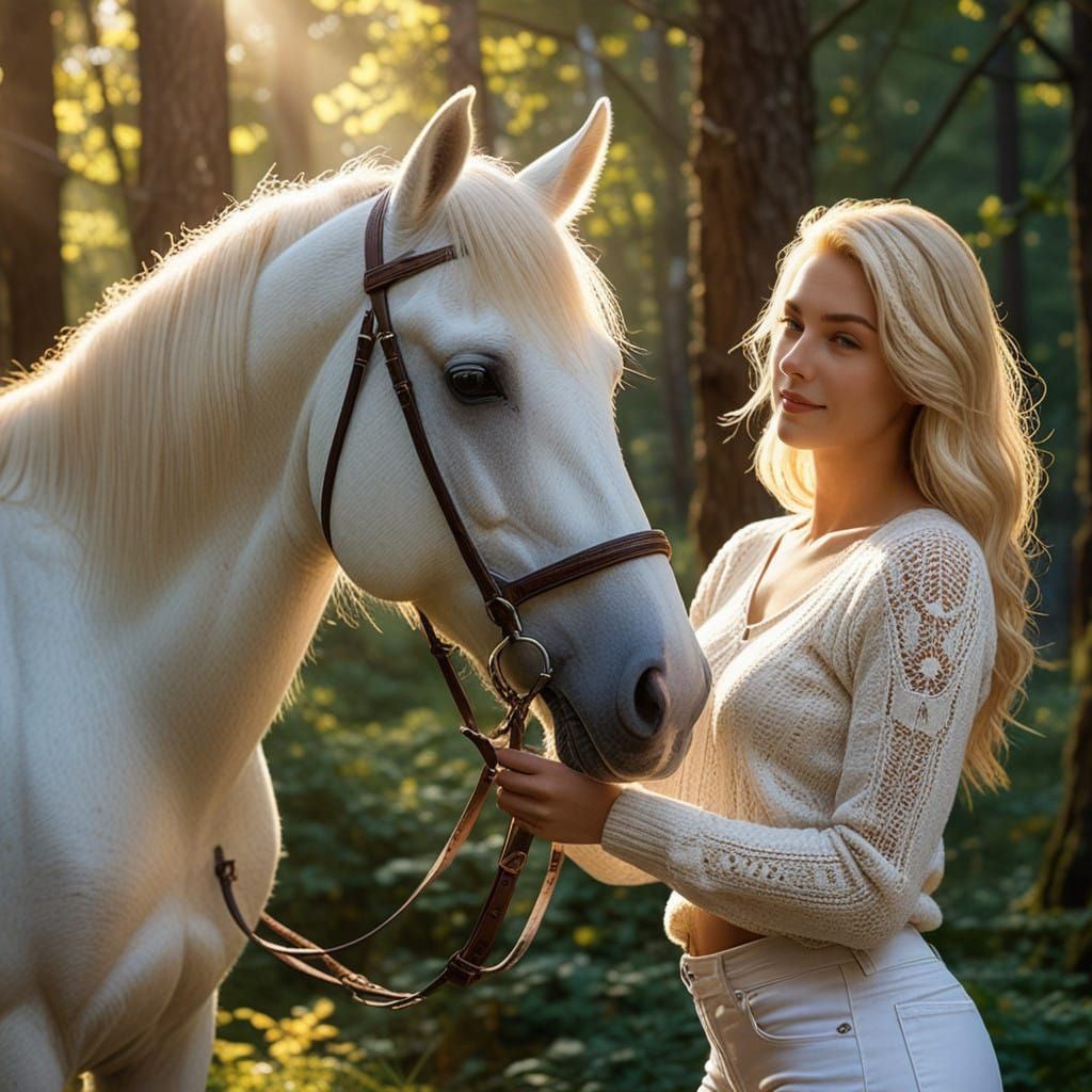 Nordic Goddess Amidst Sunset Splendor
