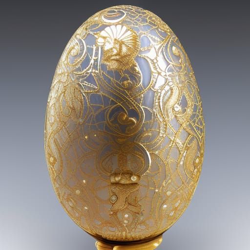 Ornate Fabergé Bear Egg with Gold and Opal
