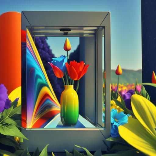 Fractal Flowers in Psychedelic Surrealist Style