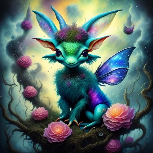 Fairy Creature in Iridescent Mist: Fantasy Art