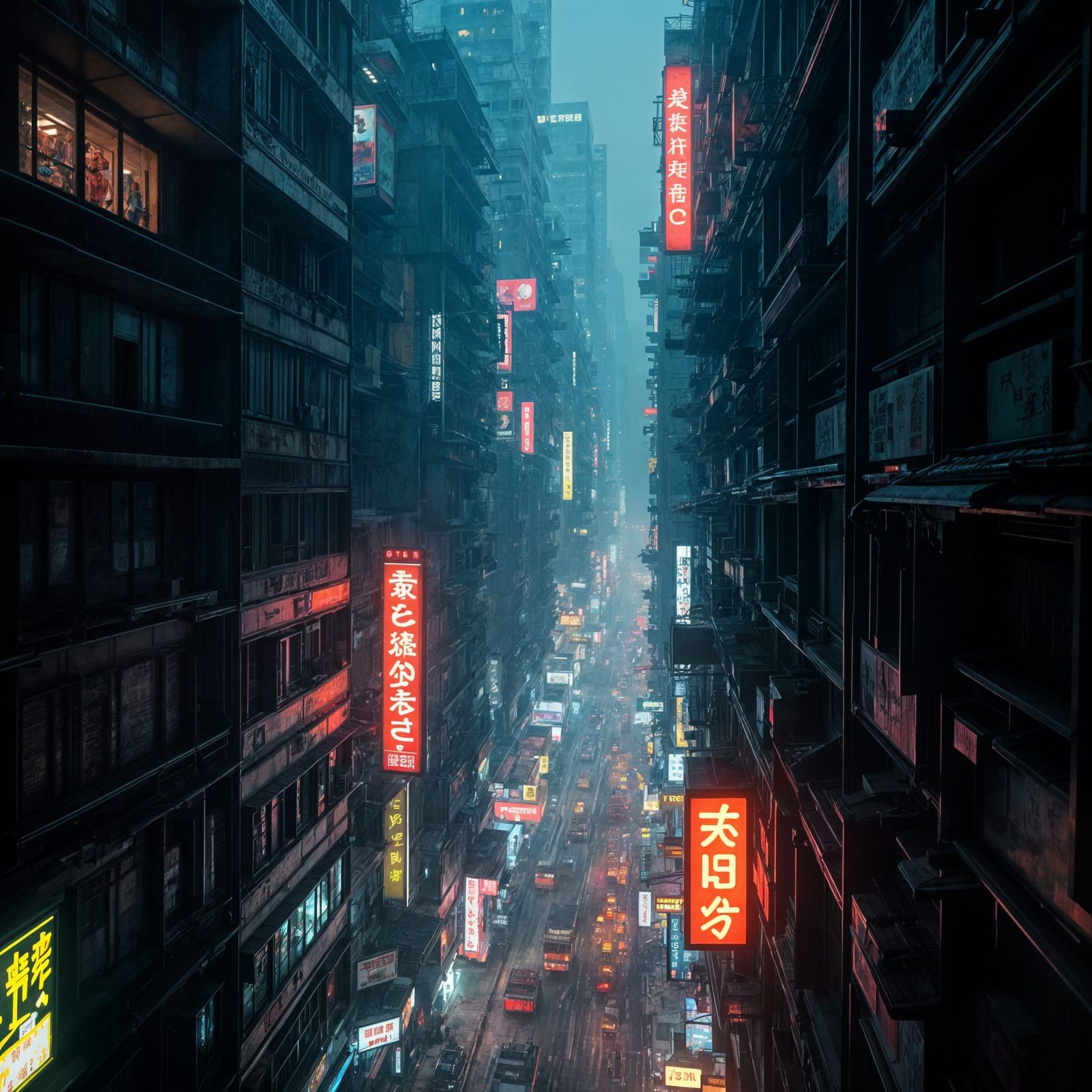 Cyberpunk Kowloon: Vertical Neon Cityscape at Night