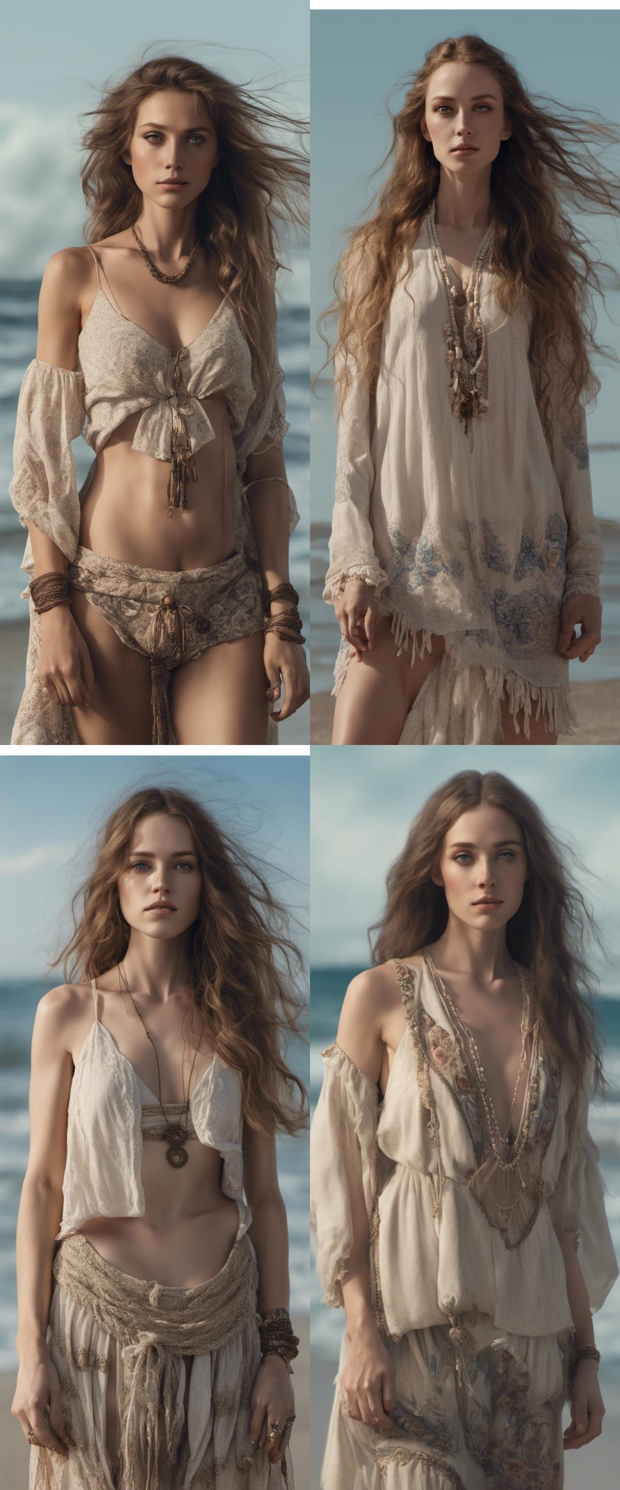 Stunning Woman on Beach in Hyperrealistic Style