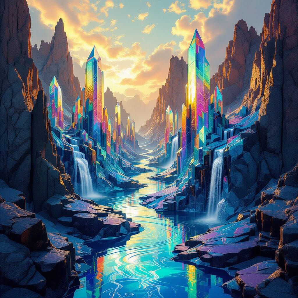 Molten Metal Canyon with Crystal Spires