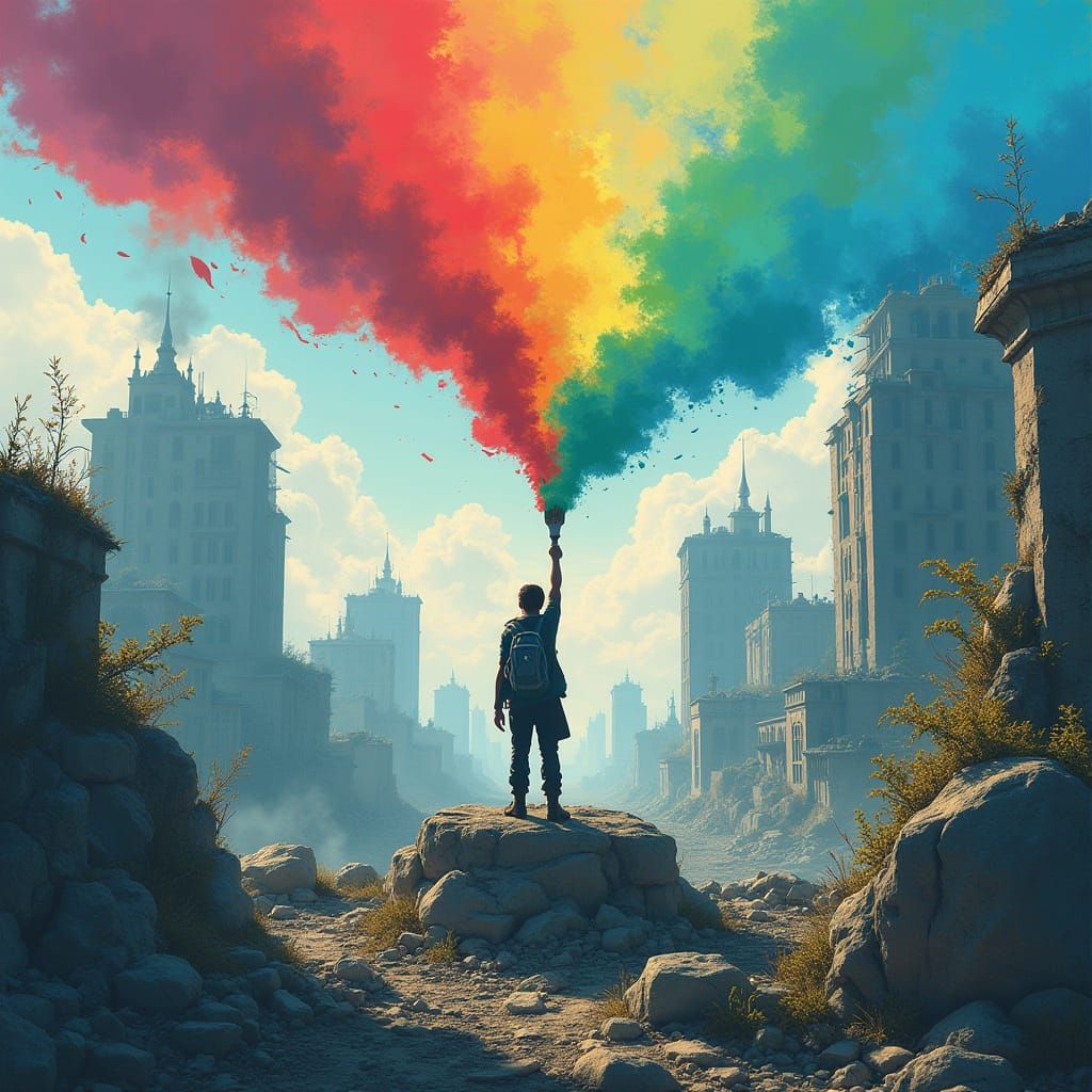 Hope Amidst Ruin: A Vibrant Vision of Renewal