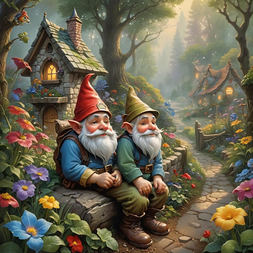 Gnome's Garden Nap in Ethereal Fantasy Style