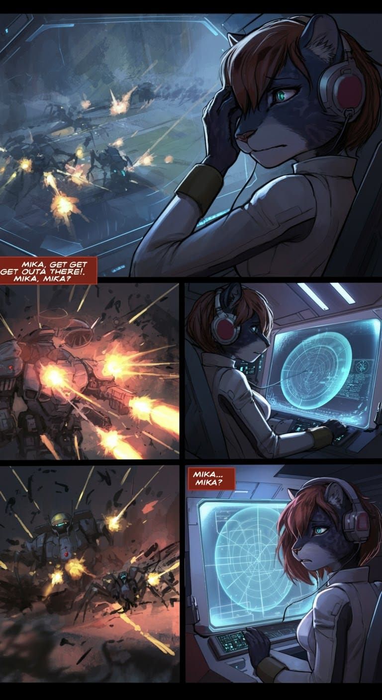 Sci-Fi Anime Comic: Mecha Battle and Panther Pilot