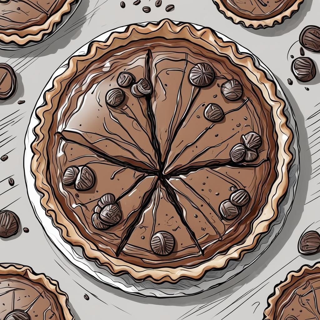 Chocolate Pie in Naive Vector Line Art