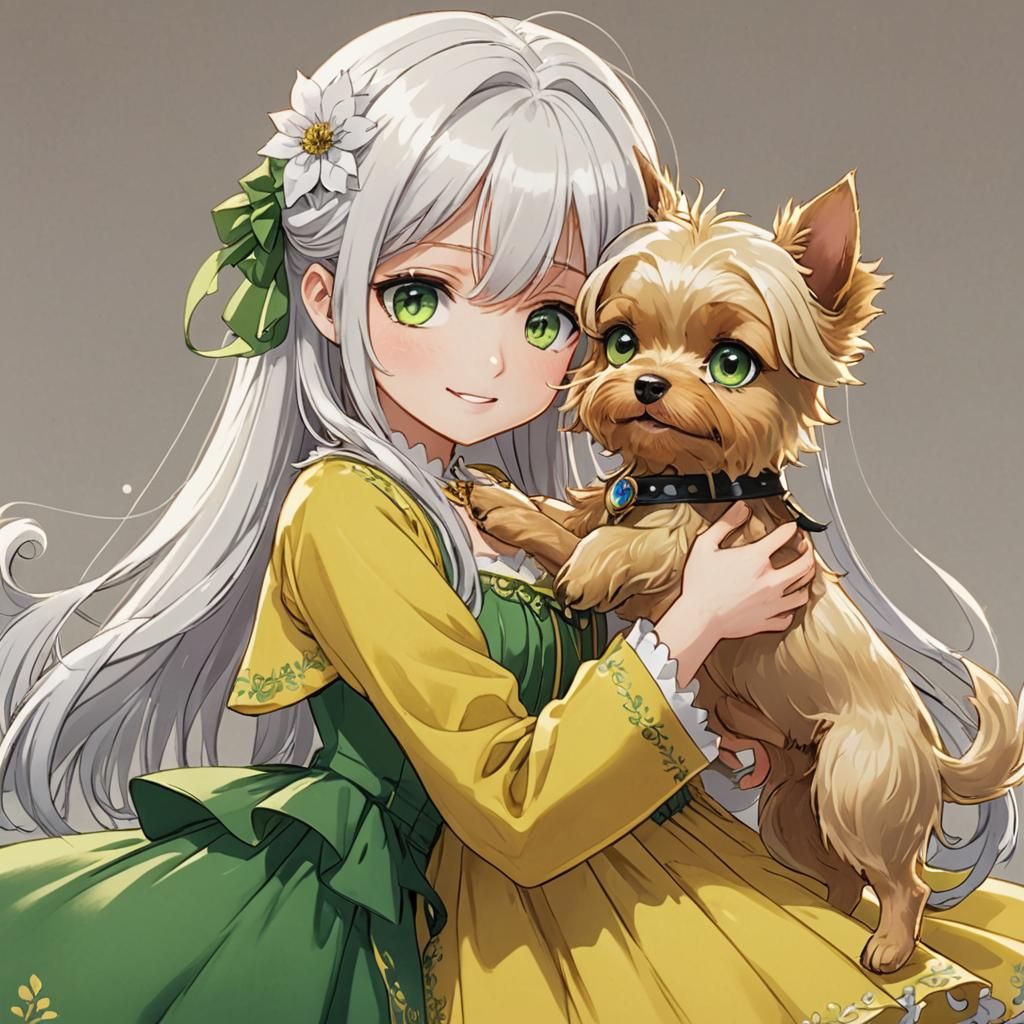 Anime Princess with Yorkshire Terrier