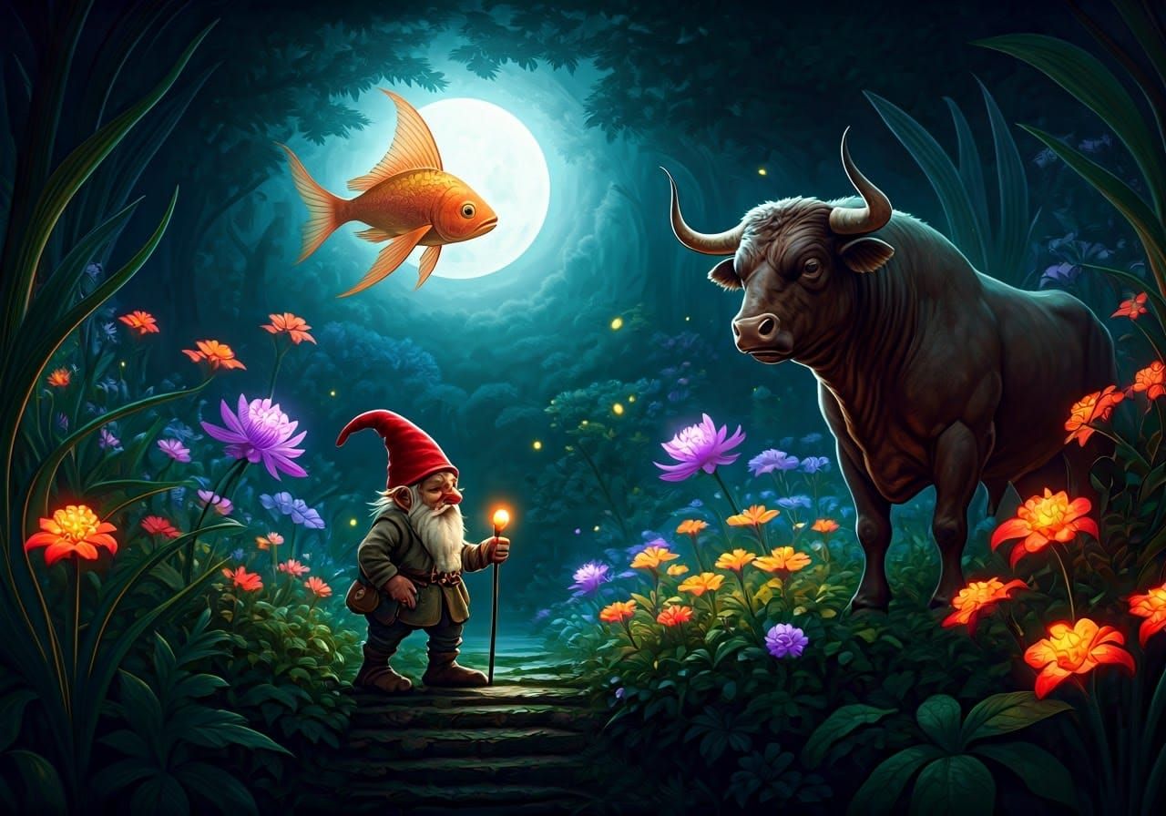 Surreal Moonlit Scene in High Fantasy Style