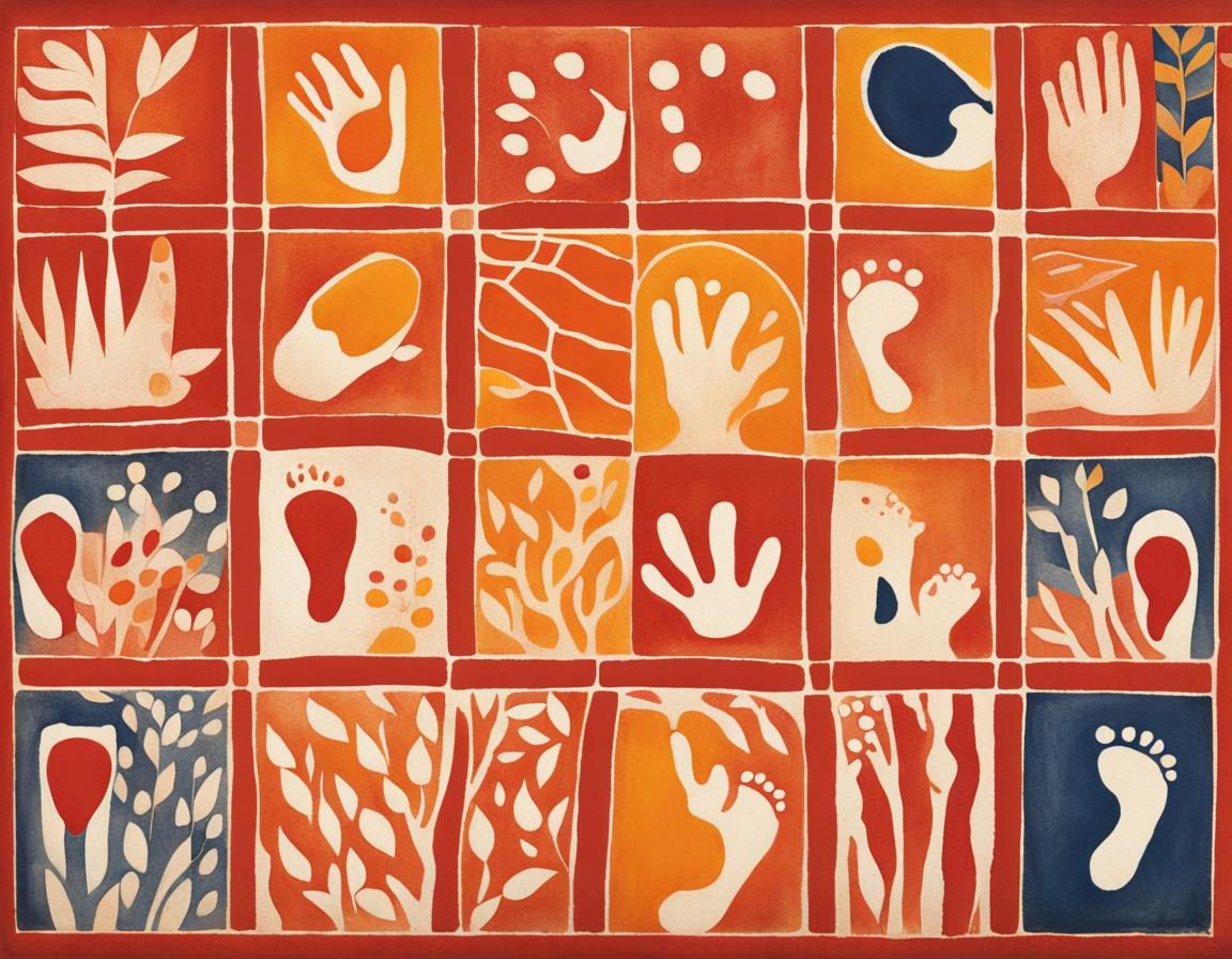 Footprints in Cyanotype Style with Stippled Texture