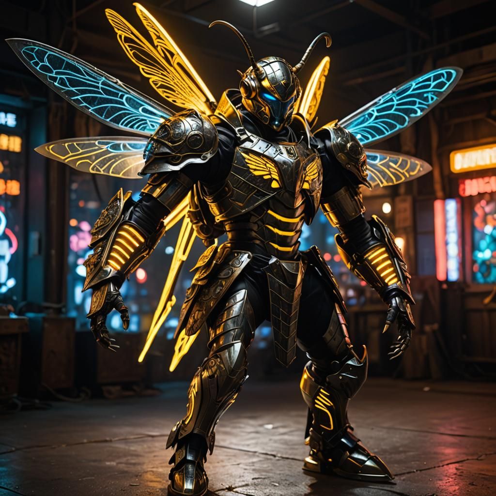 Damascus Steel Hornet Warrior Charges into Battle