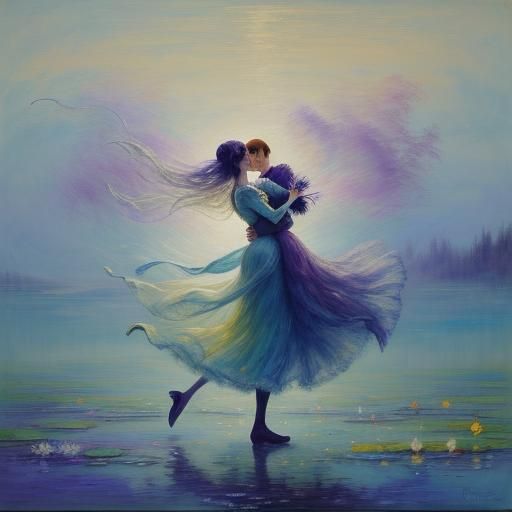 Water Dancer Painting with Pastel Impressionist Colors