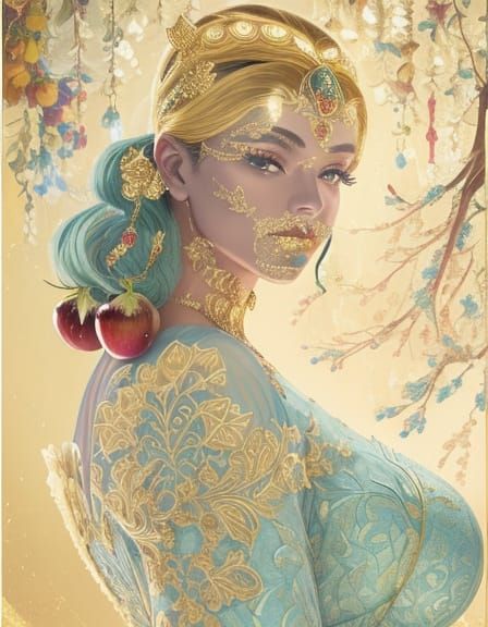 Art Deco Woman in Candied Apple Gown