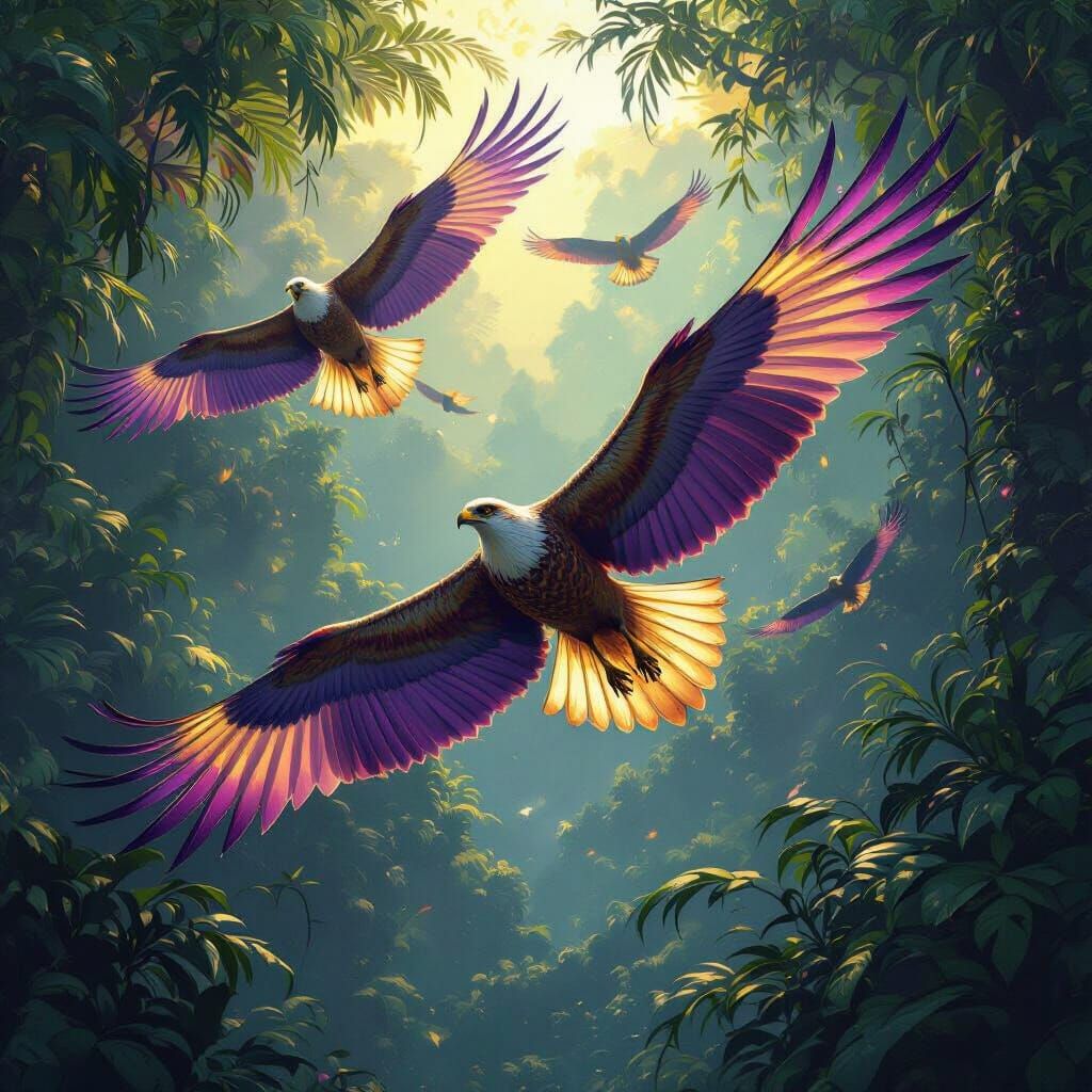 Stormwing Hawks Soaring Through Jungle Canopy