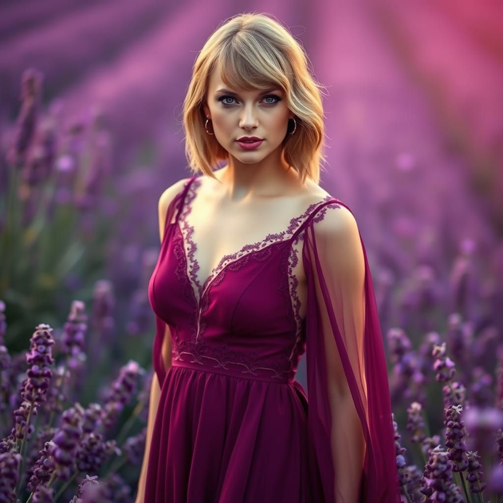 Serenely Elegant Taylor Swift in Lavender Dreamscape