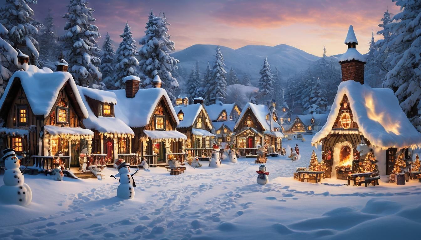 Snowman Village in Winter Wonderland