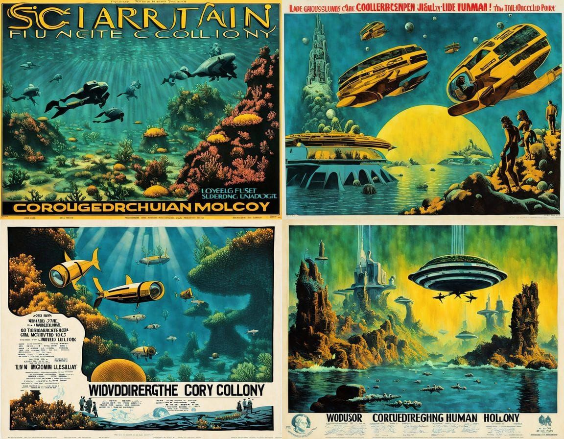 Retro Sci-Fi Movie Poster: Underwater Colony