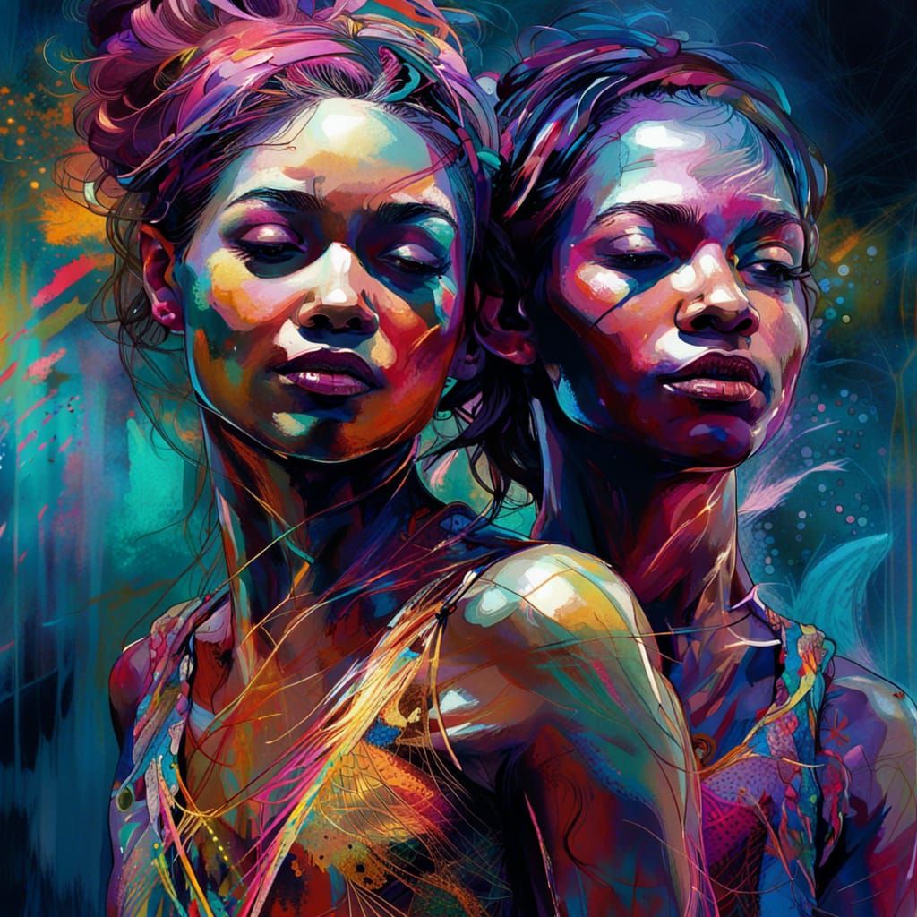 Dreamy Dancers: Hyperdetailed Digital Illustration