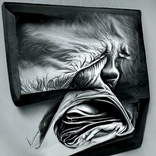 Hyperdetailed Charcoal Drawing of Depression