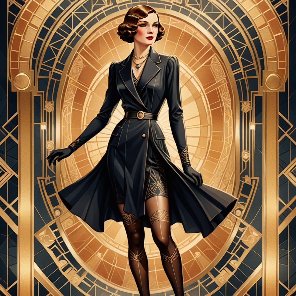 Art Deco Woman in Pantyhose