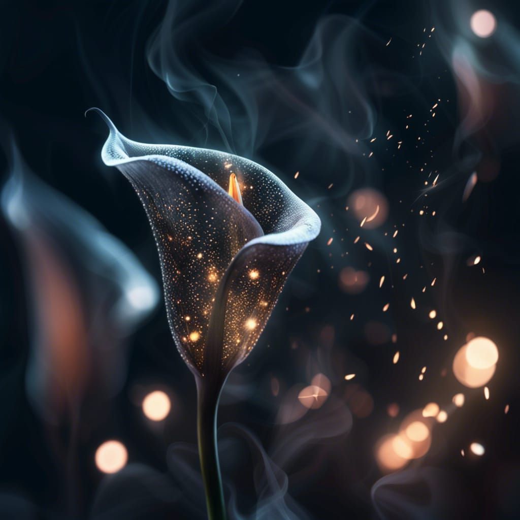 Smoke Calla Lily in Photorealistic Style