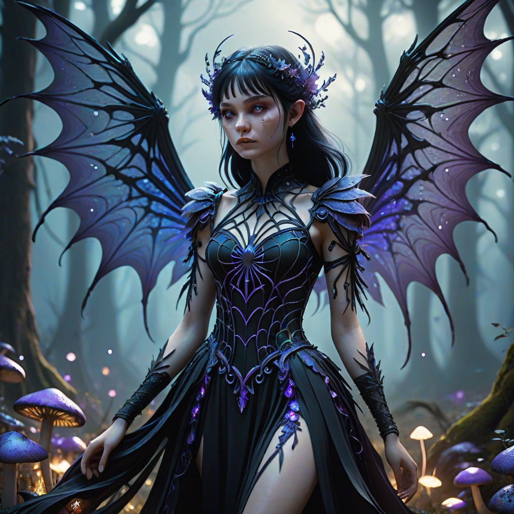 Dark Fantasy Fairy in a Mystical Forest