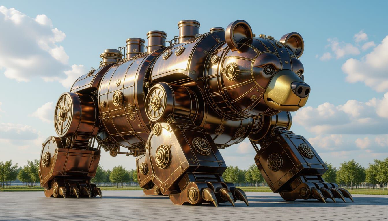 Gigantic Steampunk Robotic Bear Engine