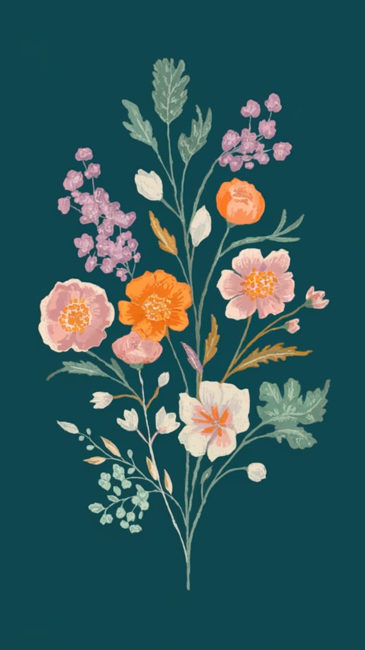 Ethereal Floral Bloom in Soothing Teal