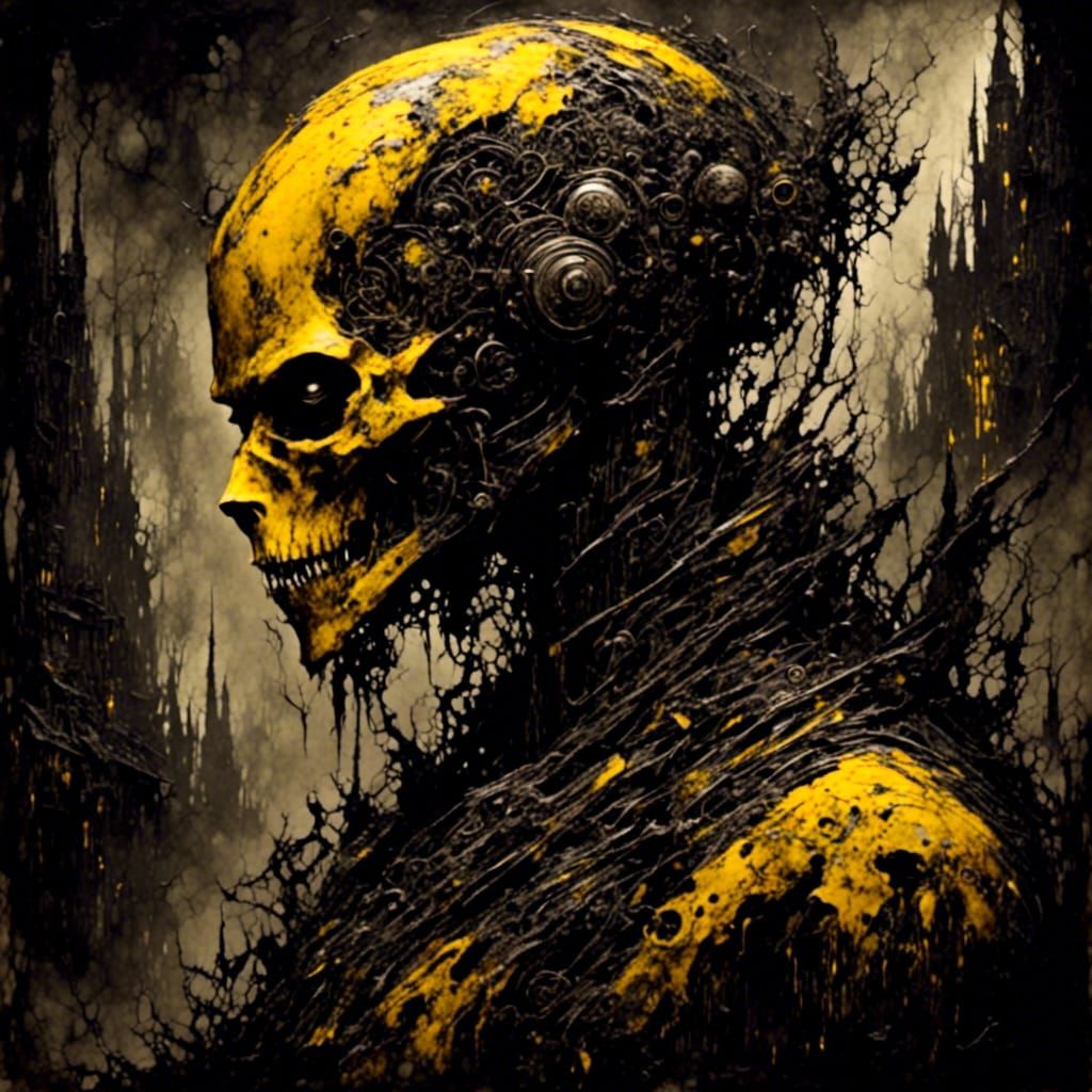 Steampunk Pop Art in Yellow and Black