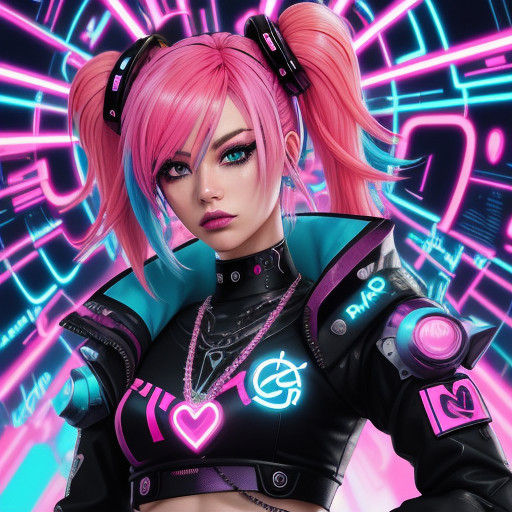 Cyberpunk Goddess Robot in Graffiti Room