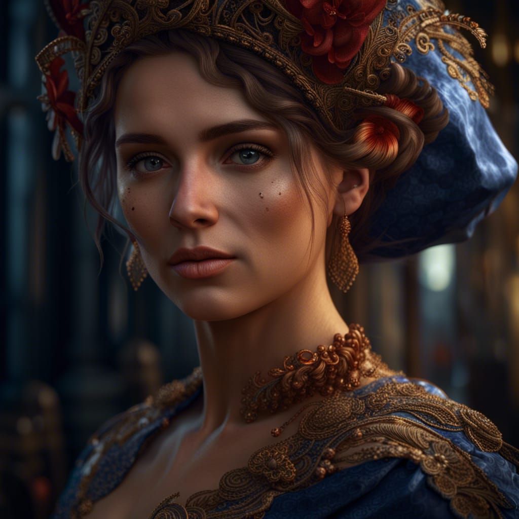 Detailed Portrait of French Woman in Fantasy Art Style