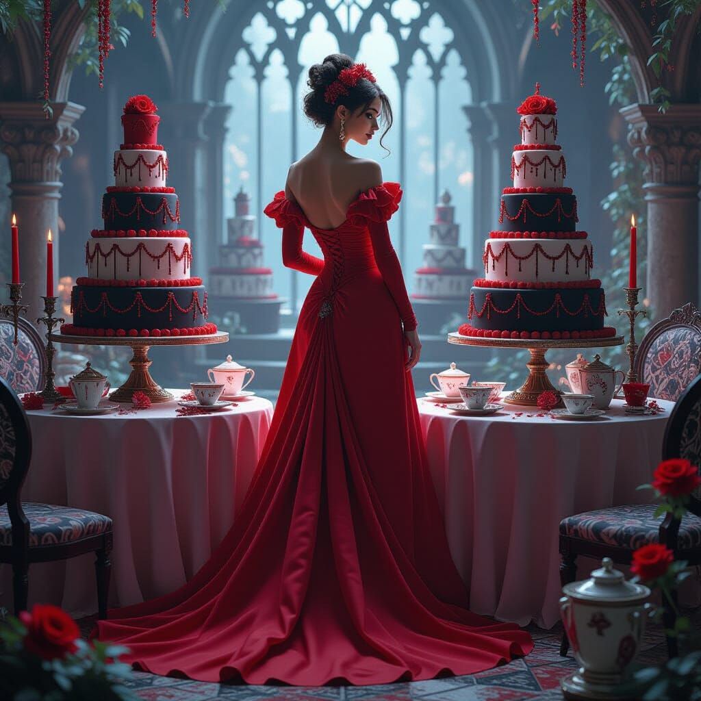 Gothic Cakes and Enchanted Tea Party in Dreamlike Style