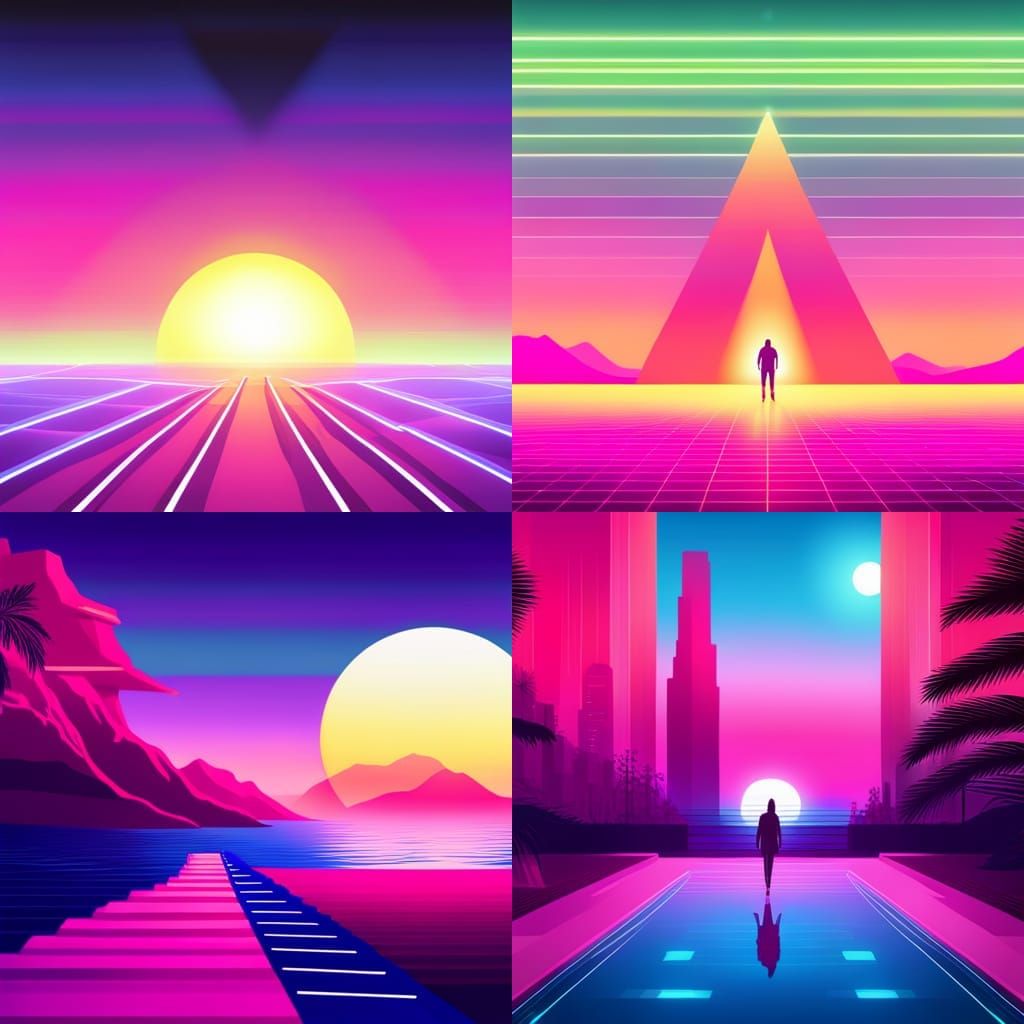 Synthwave Neon Retro Scene in Digital Art
