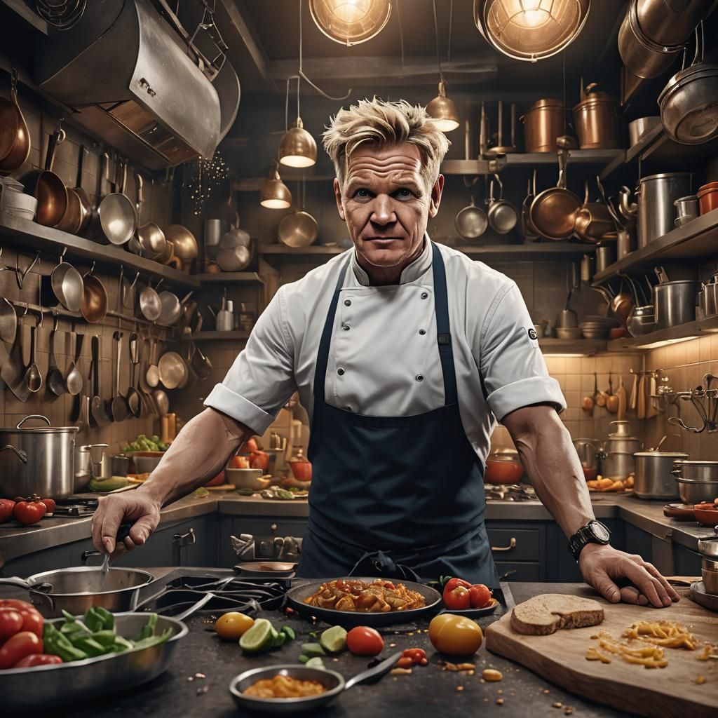 Gordon Ramsay in Kitchen: Detailed Matte Painting