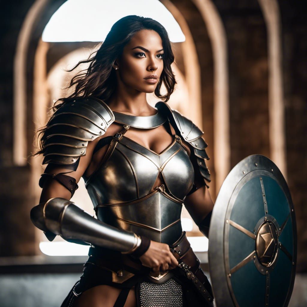 Beautiful Muscular Woman Warrior in Armor