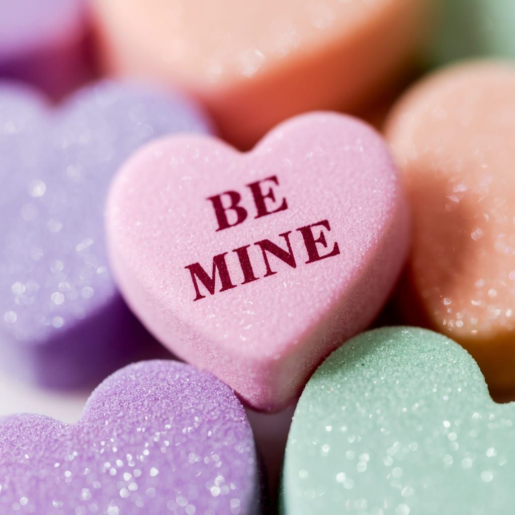 Romantic Macro Photograph of a Candy Heart