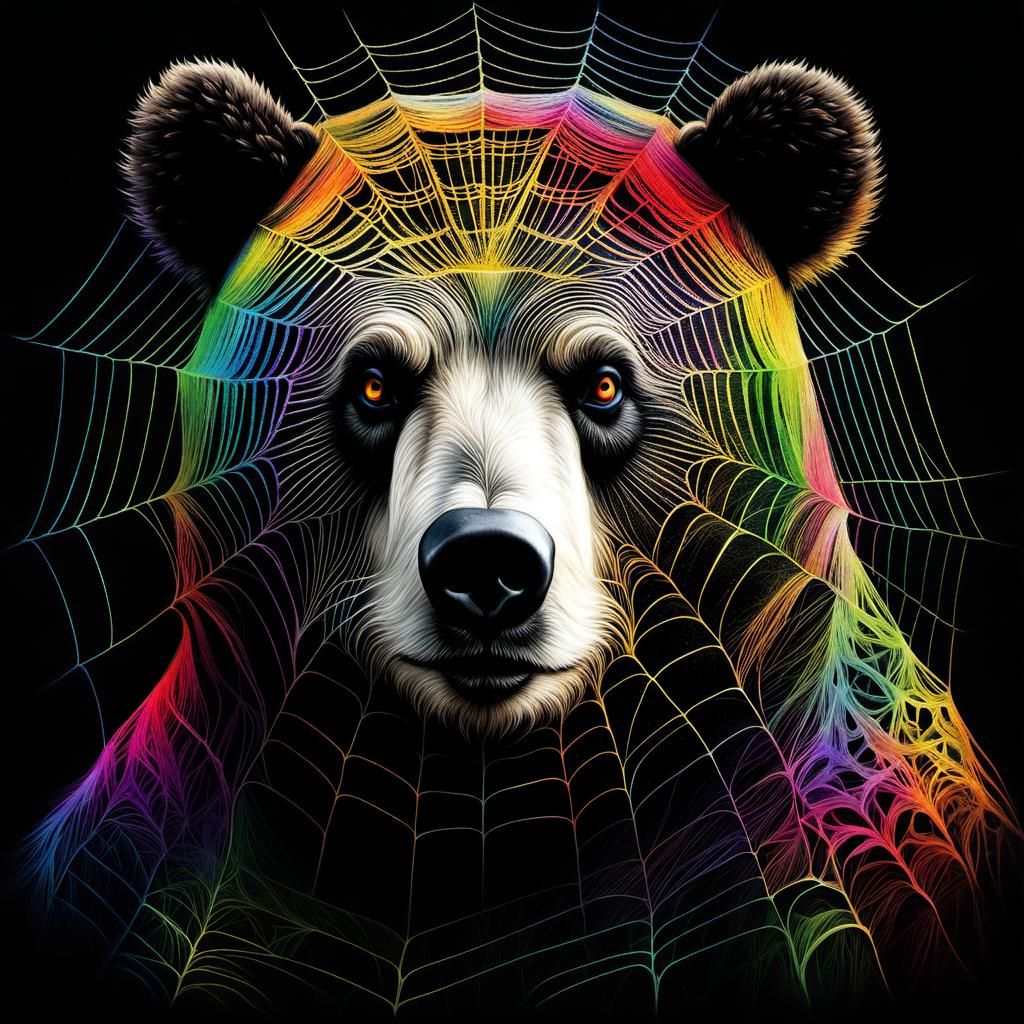 Demonic Cyborg Bear Portrait in Volcanic Hyperspace