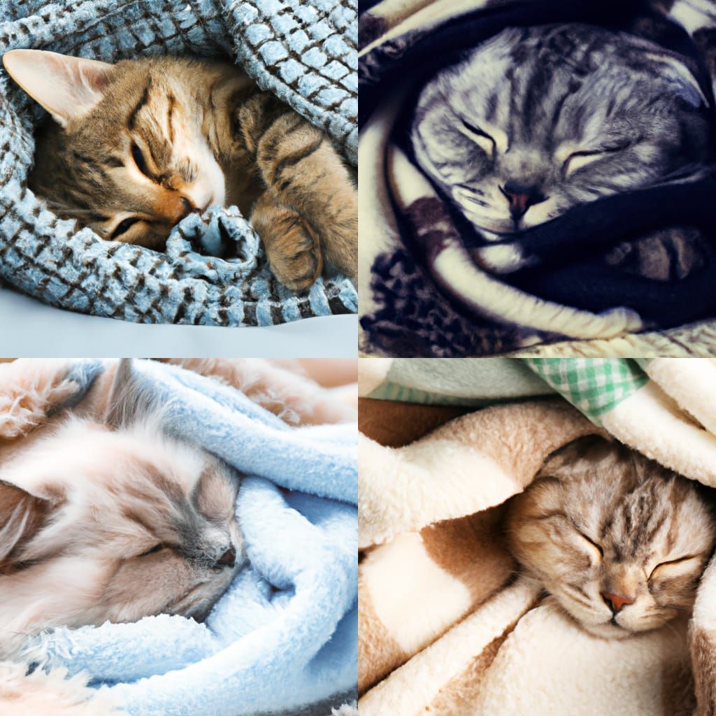 Cute Cat Sleeping Peacefully in Plaids